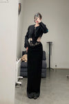 OUDE WAAG velvet lace stitching short suit OW-23SS-JK06 black